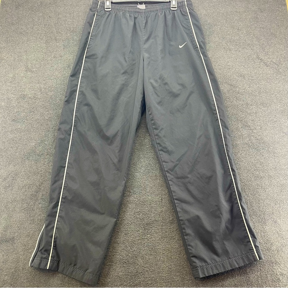 Vintage Nike Men Track Pants Large Gray Cloth LIned Y2K 90s Athleisure
